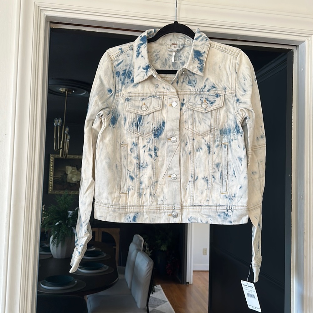 Free People Rumors Women's Denim Jacket Jones Tie Dye